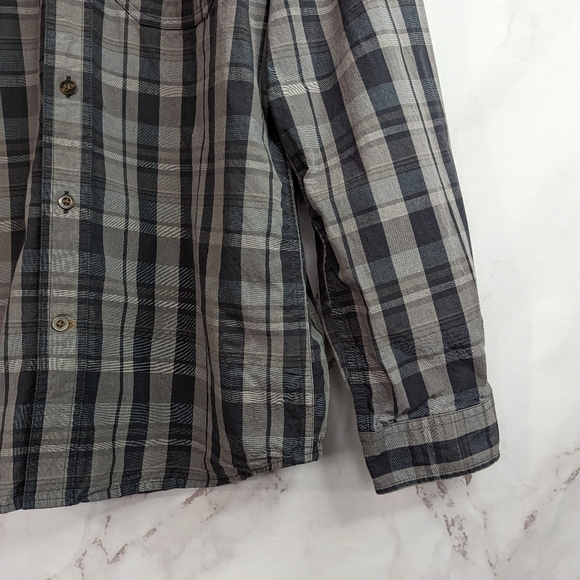 Carhartt Men Long Sleeve Medium Button Up Plaid Shirt Gray Collared Top - Picture 4 of 11